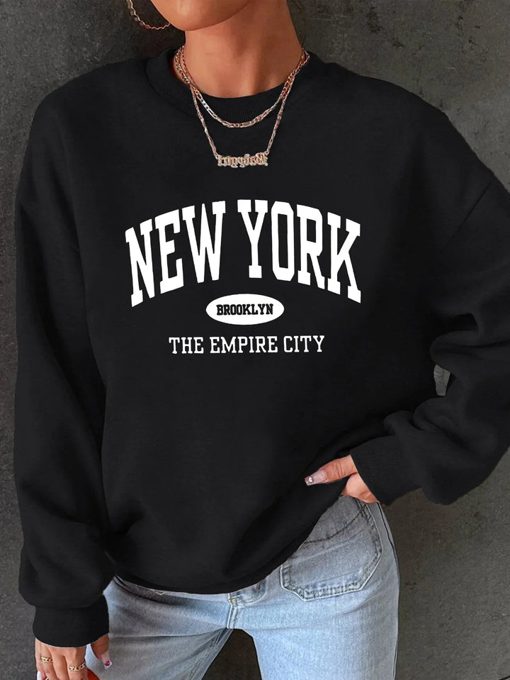 Women's Casual USA Print Pullover Sweatshirt Geometric Design Long Sleeve Round Neck Machine Washable Regular Fit for Autum