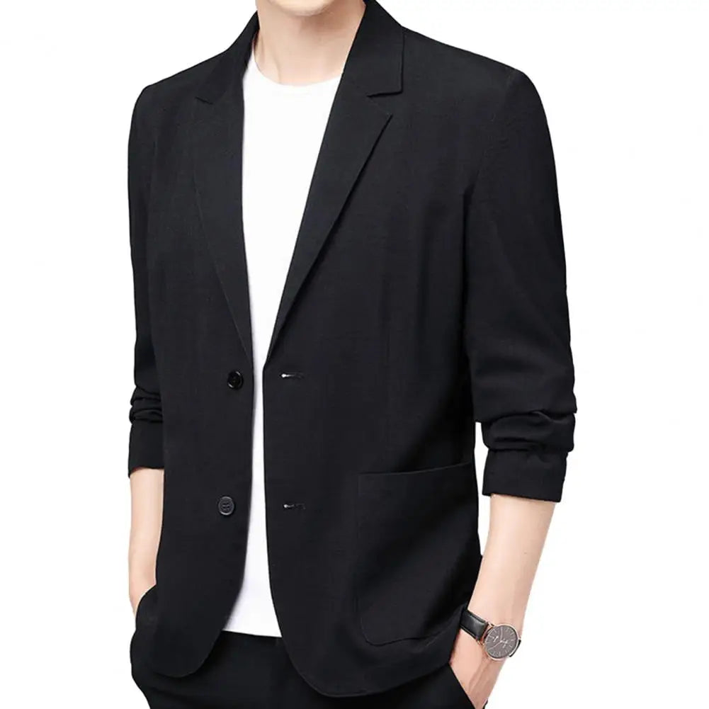Men’s Linen Slim Fit Casual Formal Suit Jacket Thin Coat