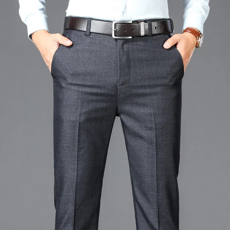 Men’s Business Casual High Waist Straight Classic Suit Pants