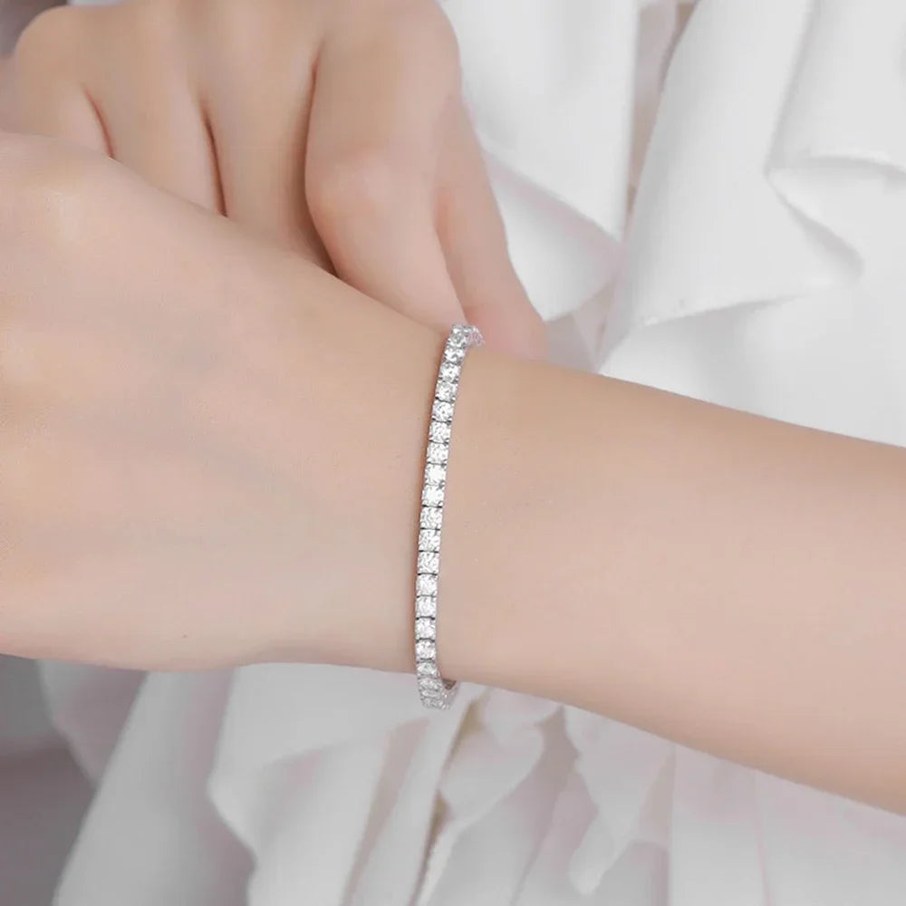 Real Moissanite Tennis Bracelets for Women Man 925 Sterling Silver Plated