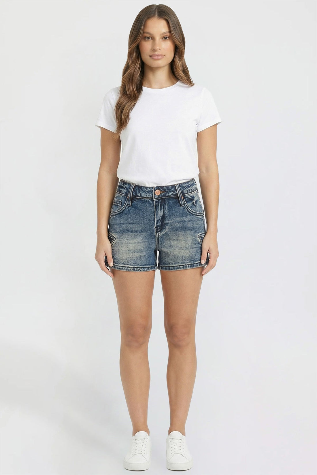 Women's Luxe Americana Star Patch Denim Shorts