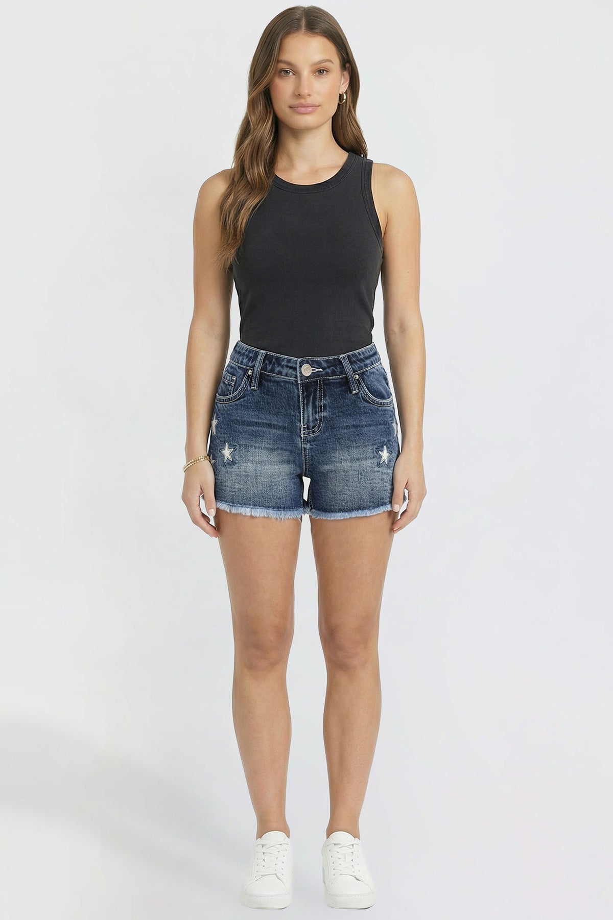 Women's Luxe Americana Star Patch Denim Shorts