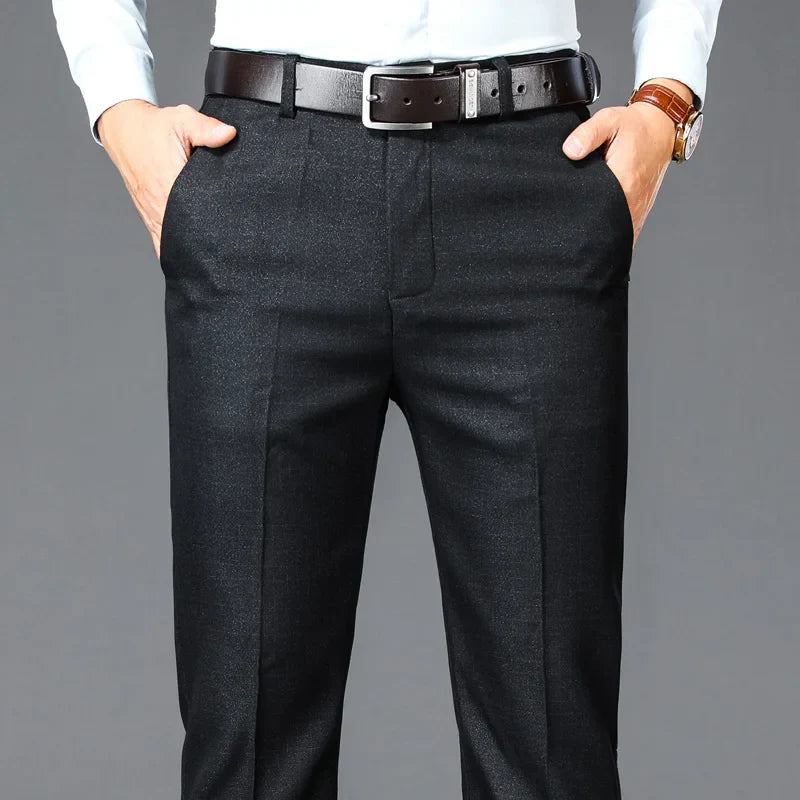Men’s Business Casual High Waist Straight Classic Suit Pants