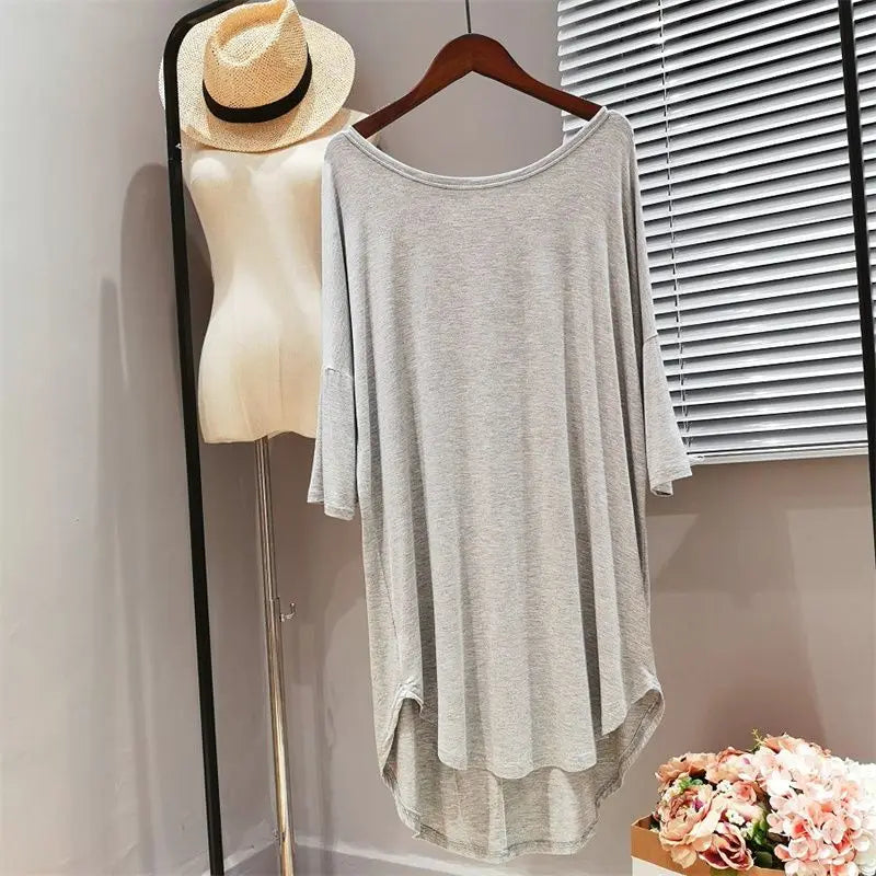 Plus Size Modal Nightgown Loose Short Sleeve Pajama Dress
