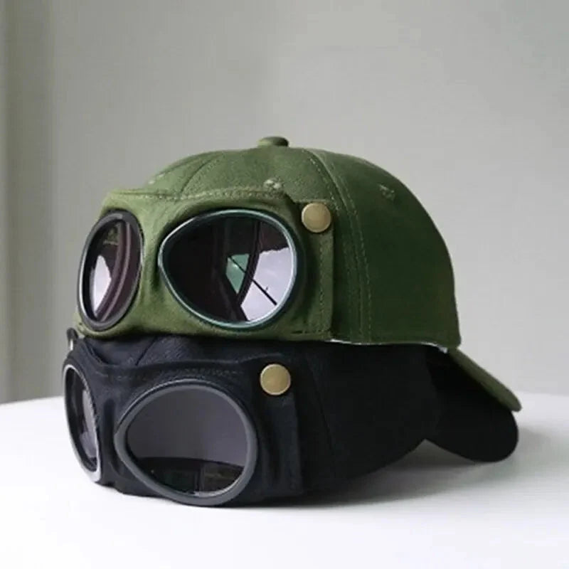 Aviator Baseball Cap – Unisex Summer Hat with Built-In Sunglasses