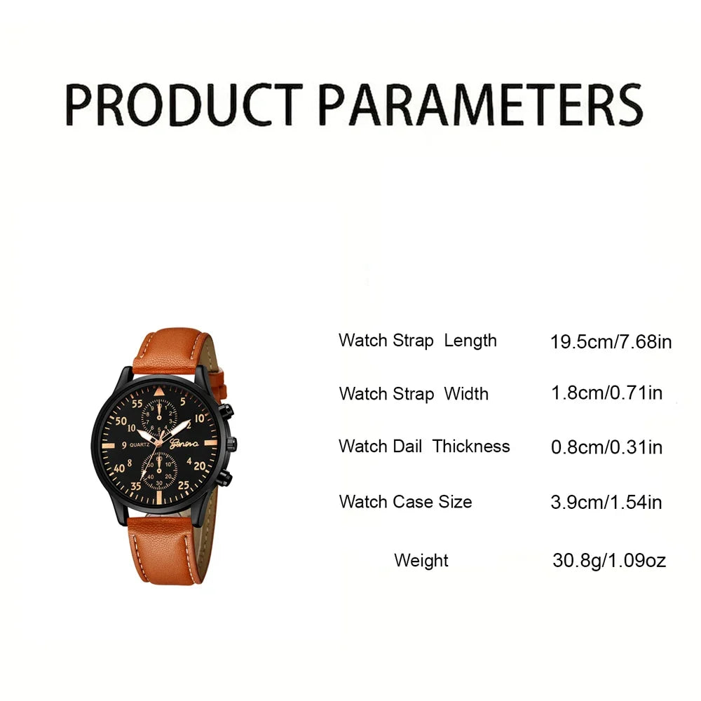 Men's Hip Hop Fashion Watch and Bracelet Set, Quartz Alloy Wristwatch