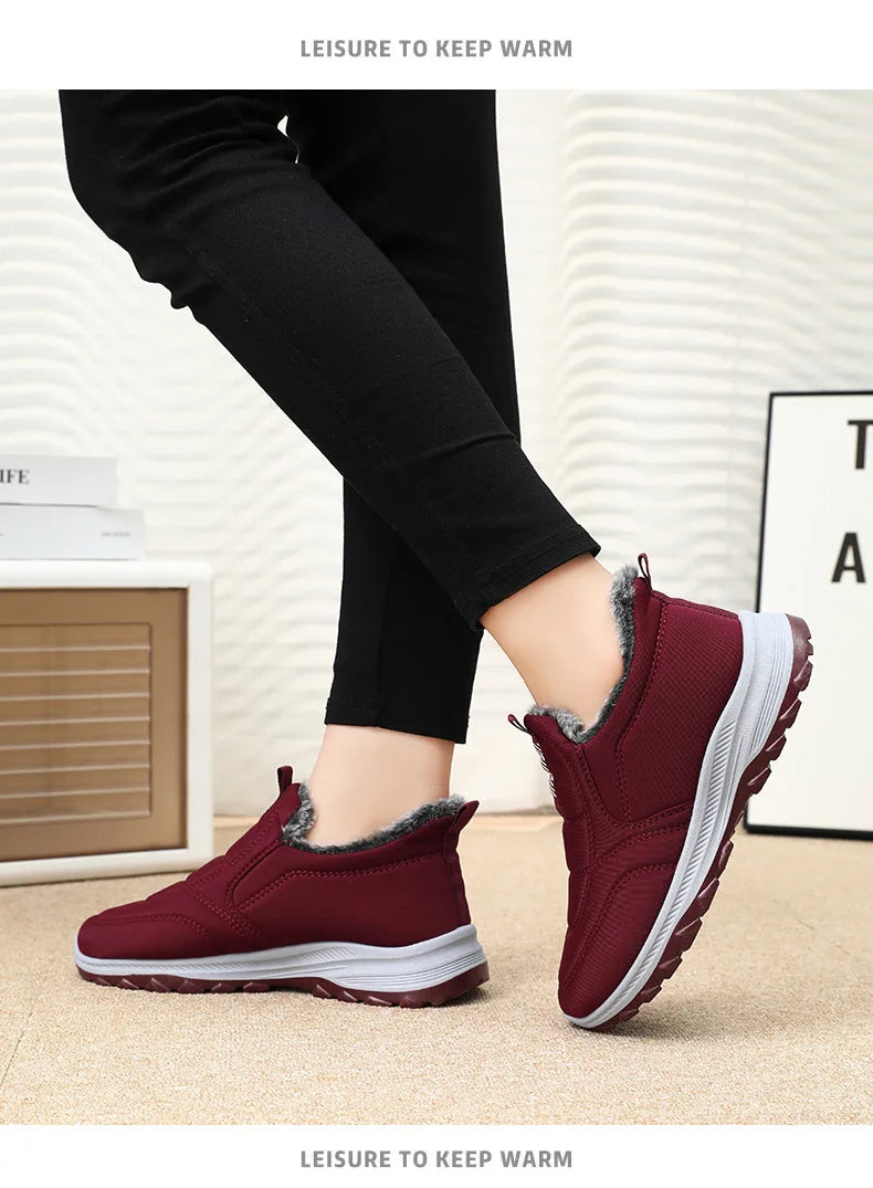Winter Women Boots Outdoor Snow Boots Warm Lightweight Cotton Boot Non-slip Hiking Walking Shoes Fur Comfortable Women Ankle Boo