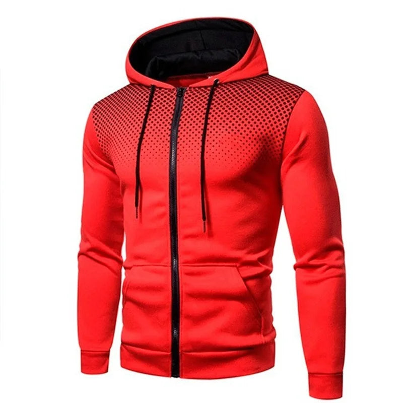 Men's Zip Up Hoodie – Polka Dot Pocket Sport Casual Sweatshirt