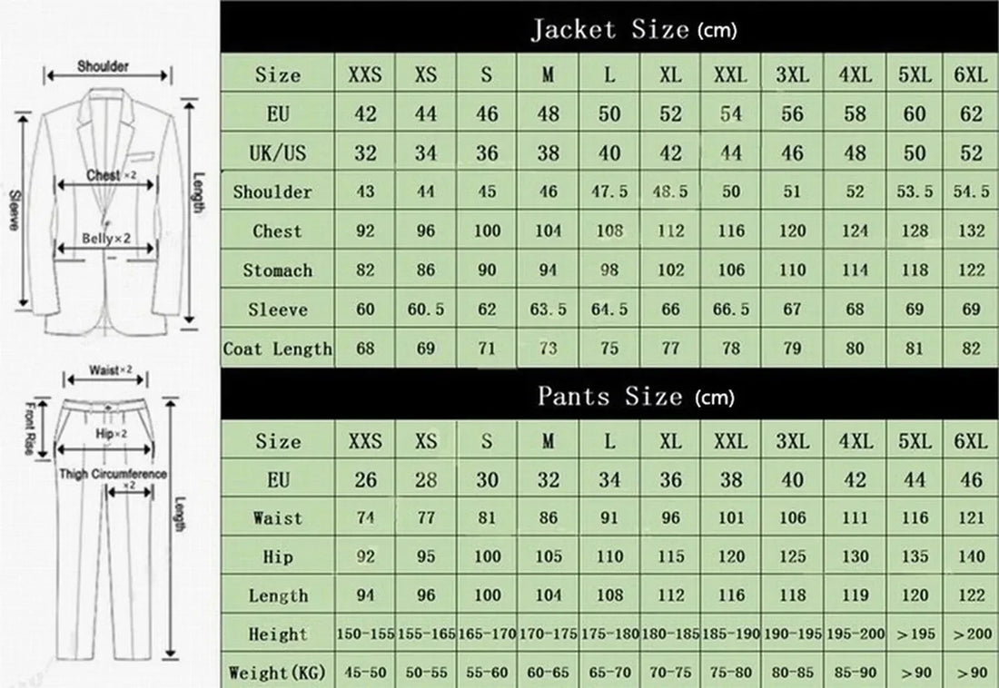 Men Business Formal Occasion Tuxedos Suit 2 Piece Set Blazer Pants