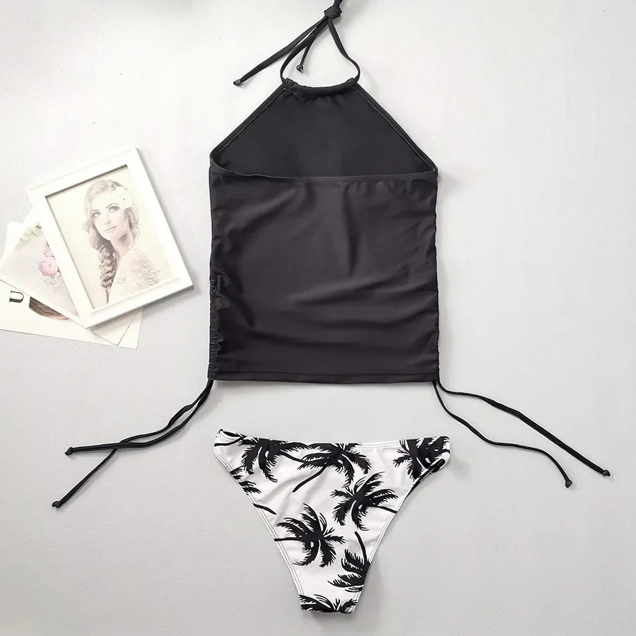 GlamWave: Women's Tied Halter Tankini Set