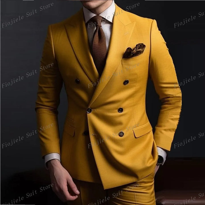 Men Business Formal Occasion Tuxedos Suit 2 Piece Set Blazer Pants