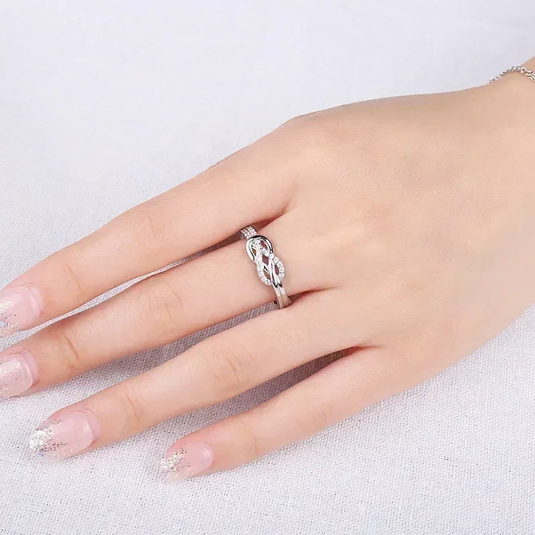 JewelryPalace New Arrival Infinity Love Knot Gemstone 925 Sterling Silver Statement Ring for Woman Fashion Classic Fine Jewelry