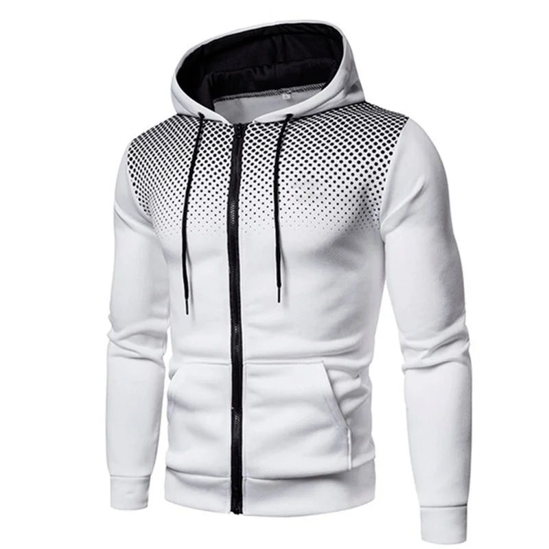 Men's Zip Up Hoodie – Polka Dot Pocket Sport Casual Sweatshirt