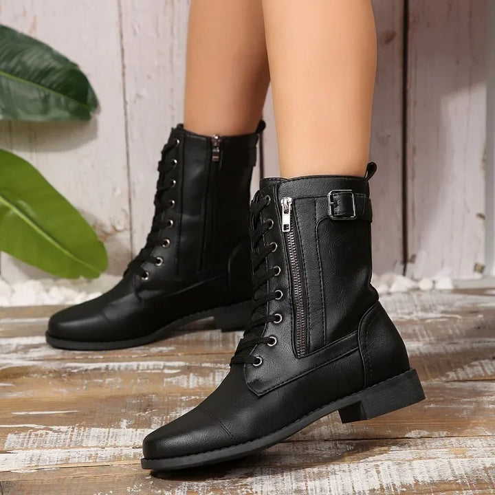 Women's Plus Size Autumn New European and American Flat Low Heel Short Boots Roman Zip Boots for Women