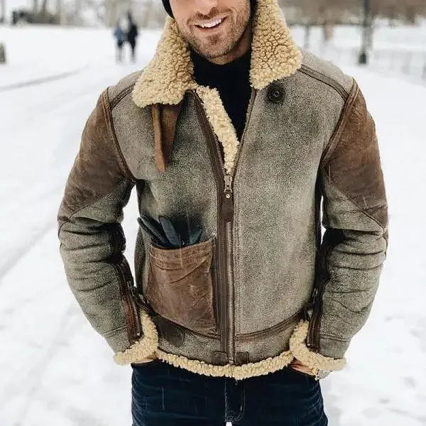 Men's Winter Jacket – Warm Motorcycle Biker Coat with Stand Collar