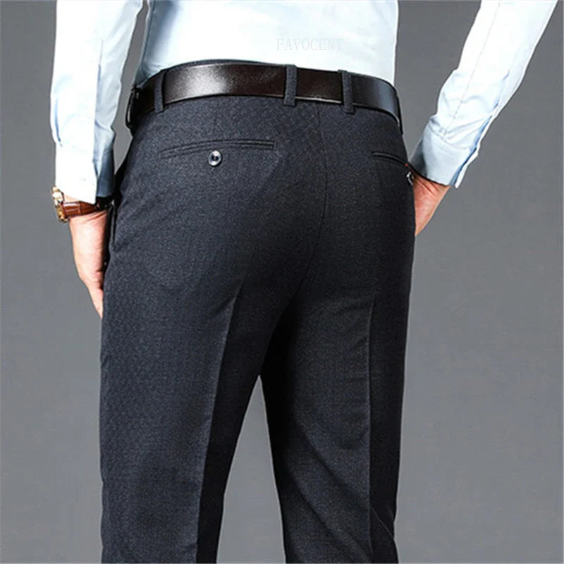 Men’s Business Casual High Waist Straight Classic Suit Pants