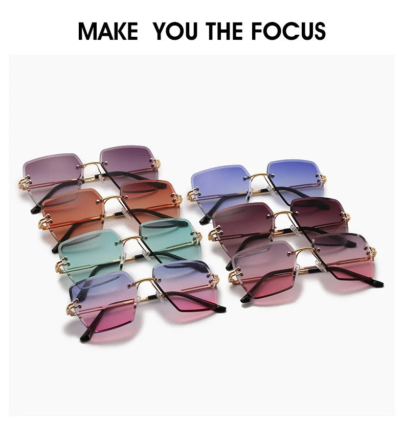 Trendy Polygonal Gradient Women Frameless Sunglasses