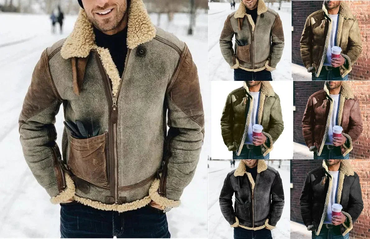 Men's Winter Jacket – Warm Motorcycle Biker Coat with Stand Collar
