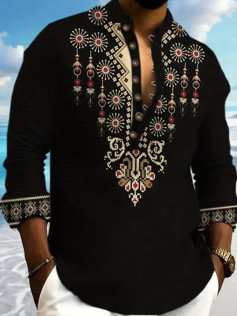 Vintage Style Men's Long Sleeve Shirt