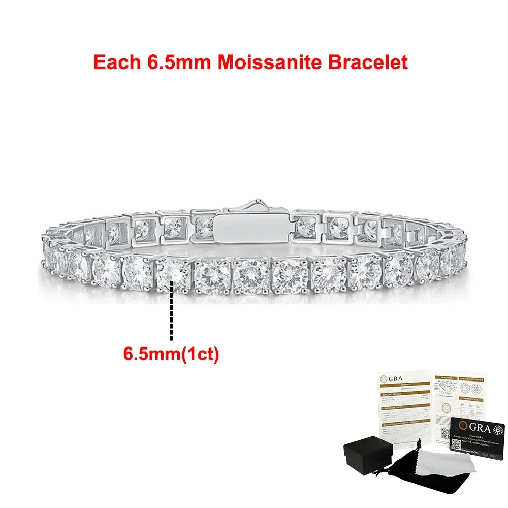 Real Moissanite Tennis Bracelets for Women Man 925 Sterling Silver Plated