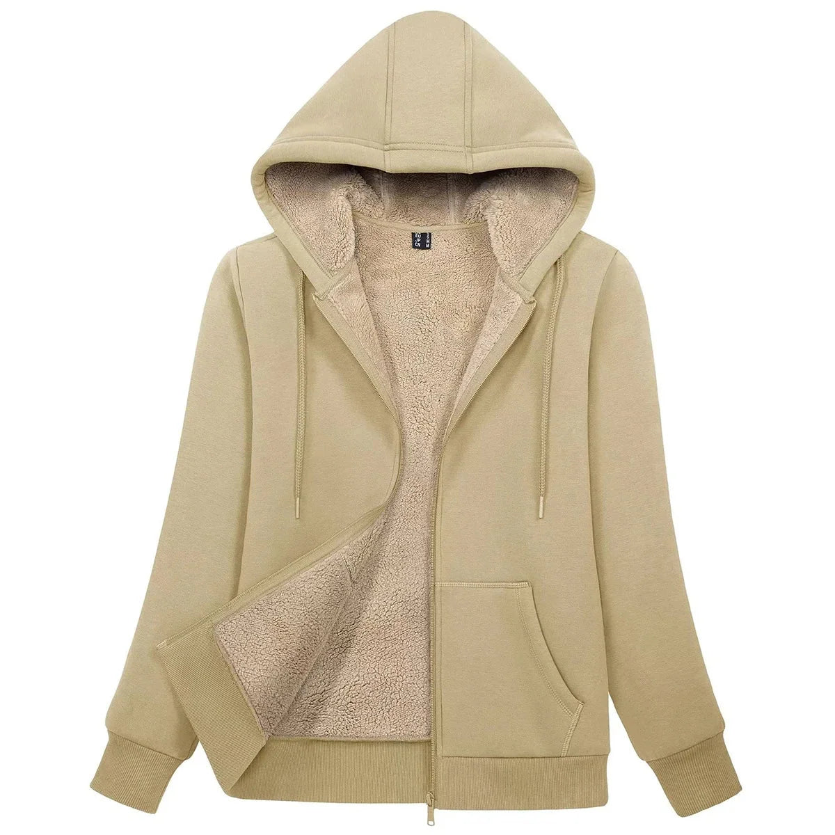 Sherpa-Lined Fleece Zip-Up Hoodie Jacket Women