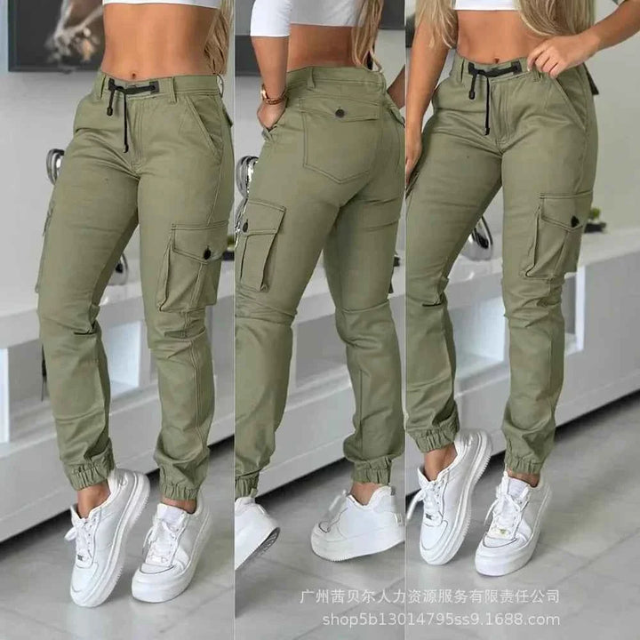 Women's High Waist Slim Cargo Pants