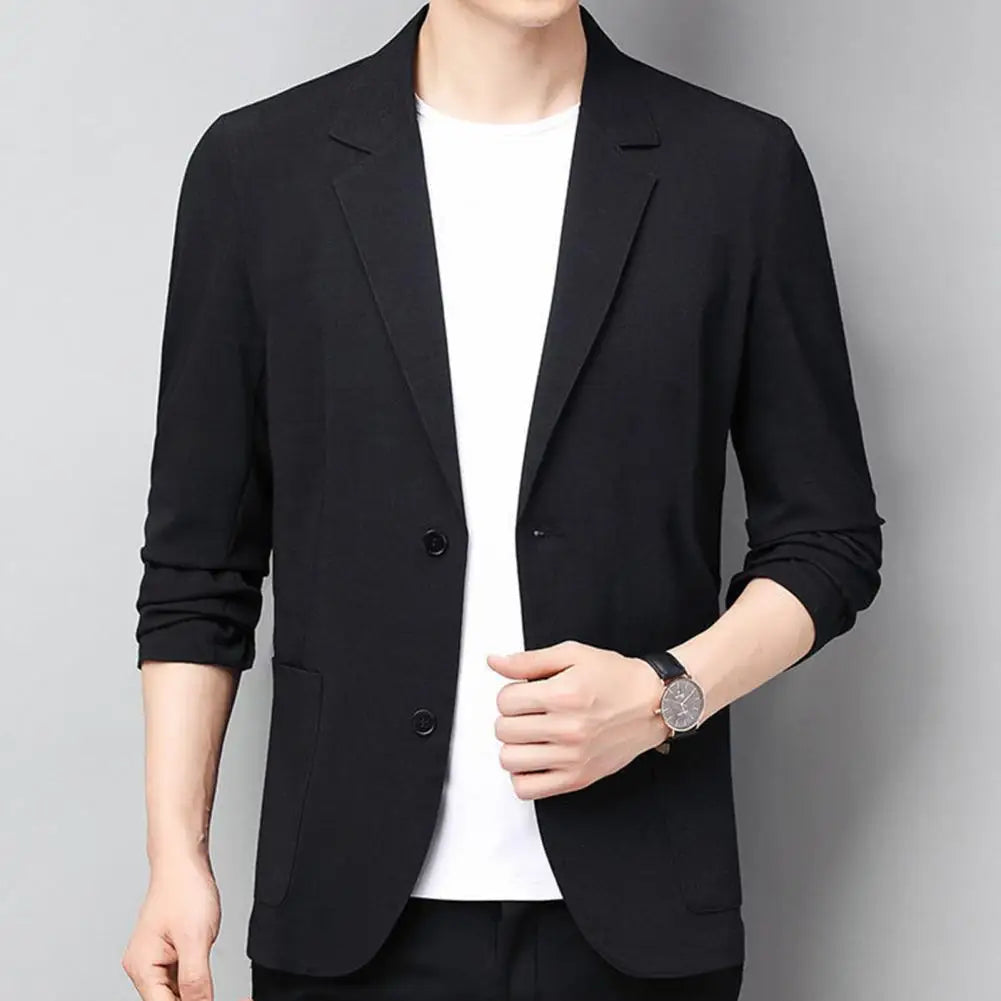 Men’s Linen Slim Fit Casual Formal Suit Jacket Thin Coat