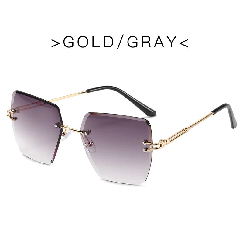 Trendy Polygonal Gradient Women Frameless Sunglasses