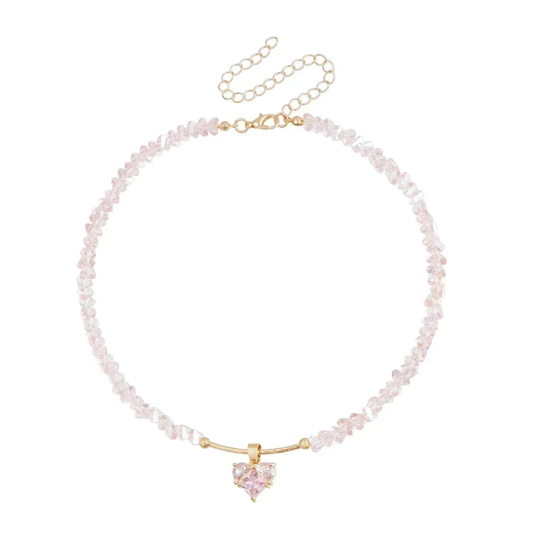 Fashion Heart Beaded Necklace for Women Boho Elegant Irregular Crystal Chain Y2K Choker Exquisite Party Gift Jewelry Accessories