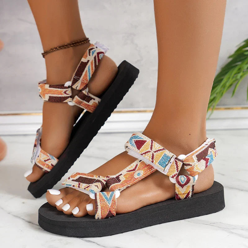 Women Summer Flat Shoes Hemp Rope Set Foot Beach Sandals Outdoor
