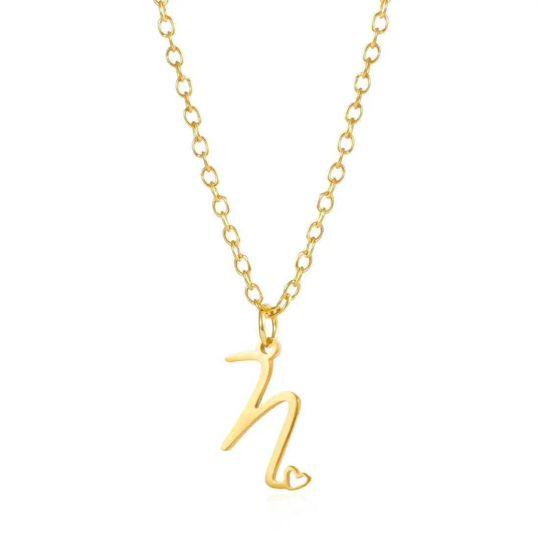26 Initial Letters Heart Pendant Stainless Steel Necklace for Women Gold Color A-Z Alphabet Choker Chain Birthday Jewelry Gift