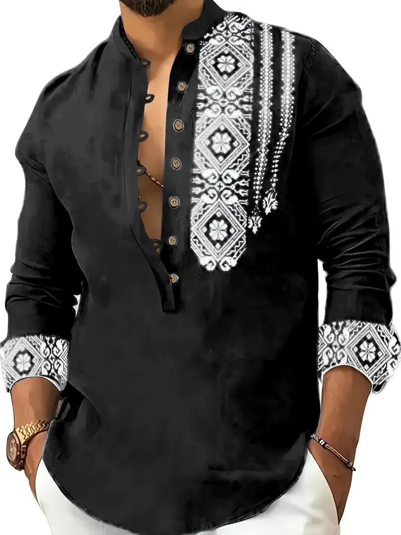 Vintage Style Men's Long Sleeve Shirt