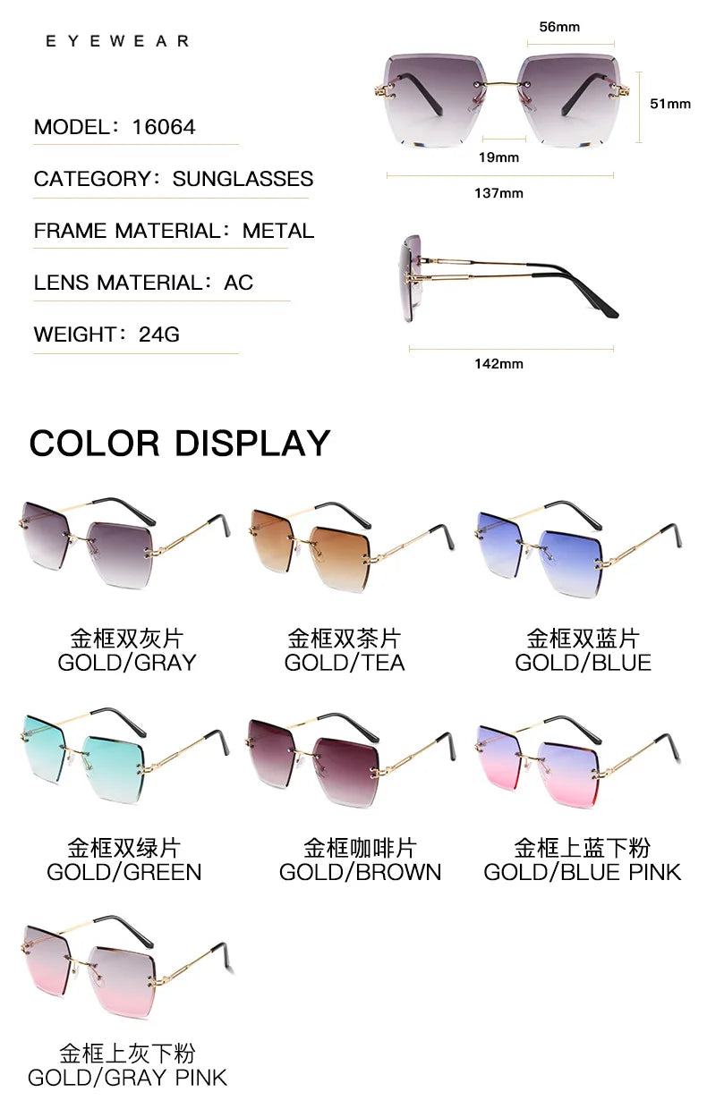Trendy Polygonal Gradient Women Frameless Sunglasses