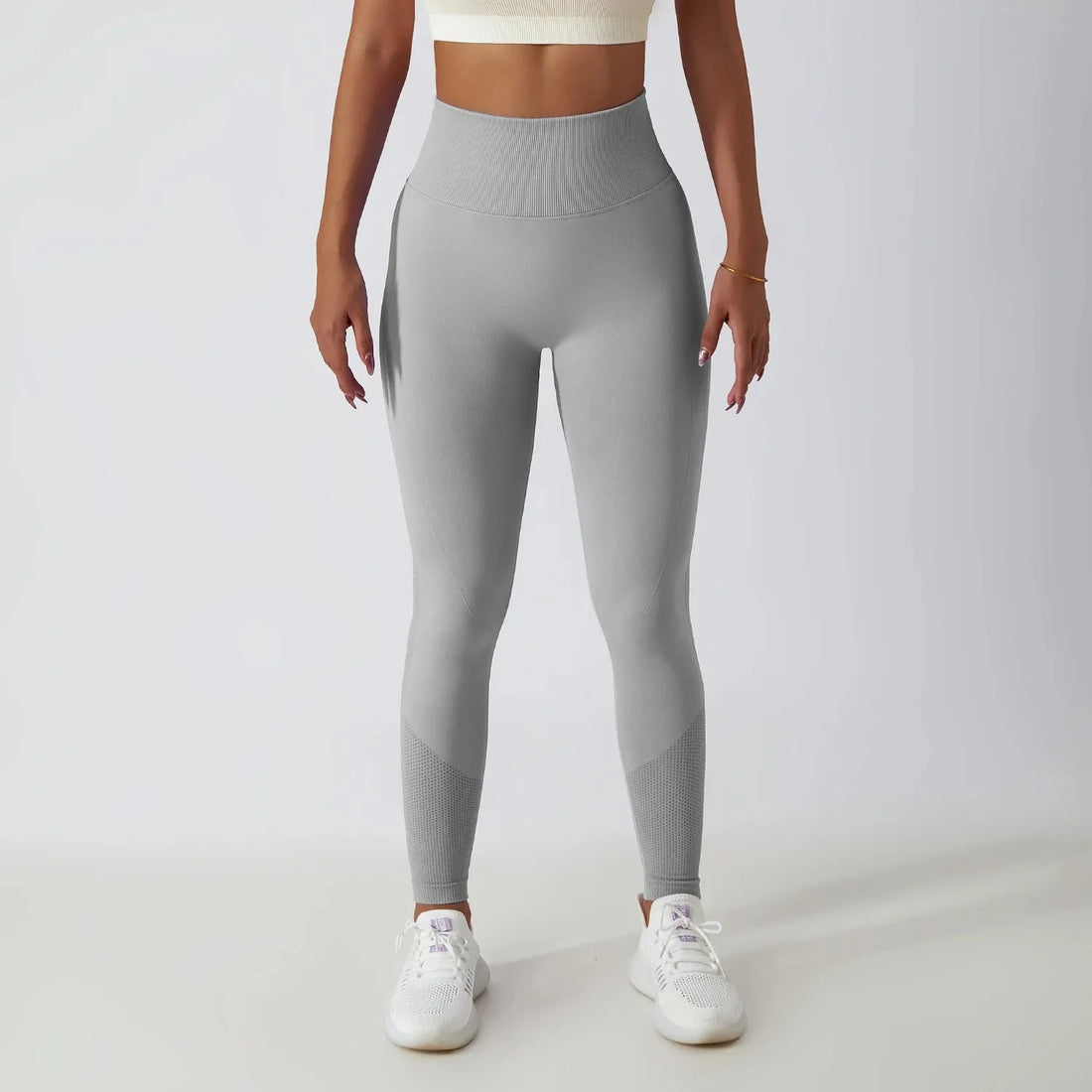 Seamless Ribbed Yoga Leggings – Tummy Control Fit