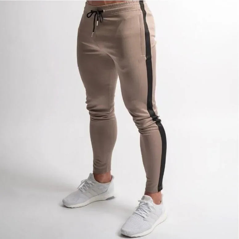 Men Style & Comfort Long Slim Fit Pants Elastic Waist Lace Up