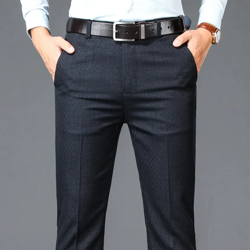 Men’s Business Casual High Waist Straight Classic Suit Pants