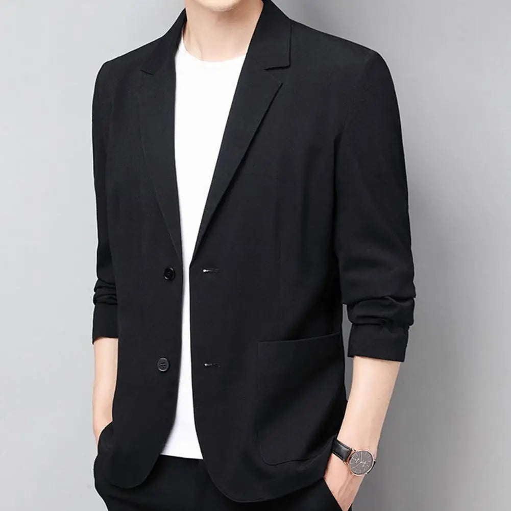 Men’s Linen Slim Fit Casual Formal Suit Jacket Thin Coat