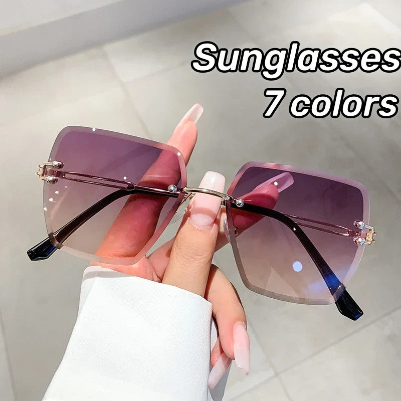 Trendy Polygonal Gradient Women Frameless Sunglasses