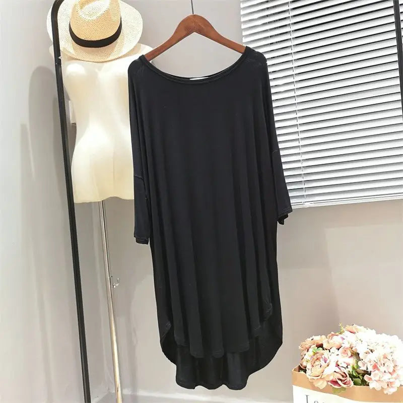 Plus Size Modal Nightgown Loose Short Sleeve Pajama Dress
