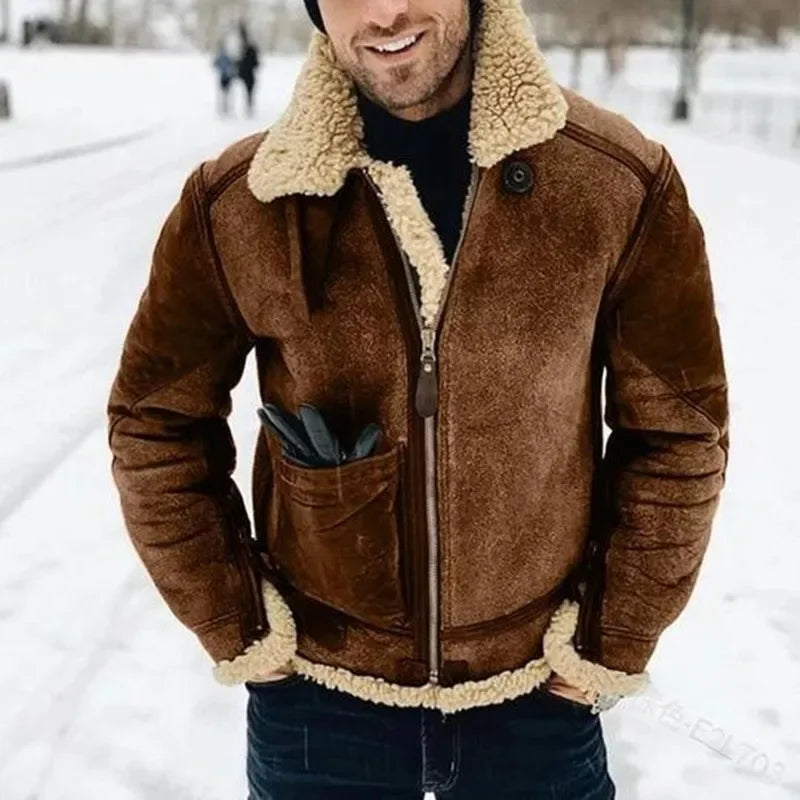 Men's Winter Jacket – Warm Motorcycle Biker Coat with Stand Collar