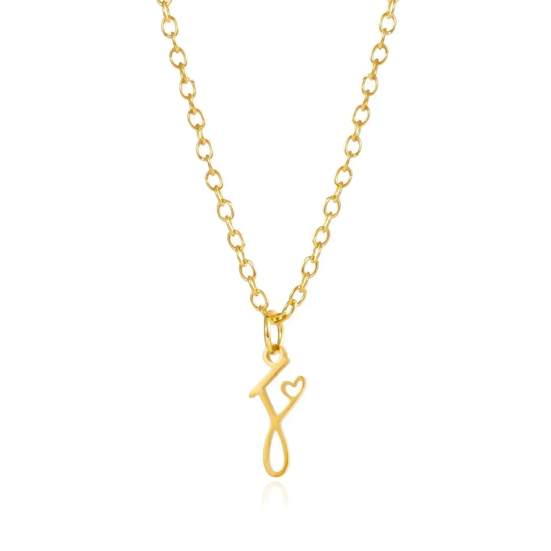 26 Initial Letters Heart Pendant Stainless Steel Necklace for Women Gold Color A-Z Alphabet Choker Chain Birthday Jewelry Gift