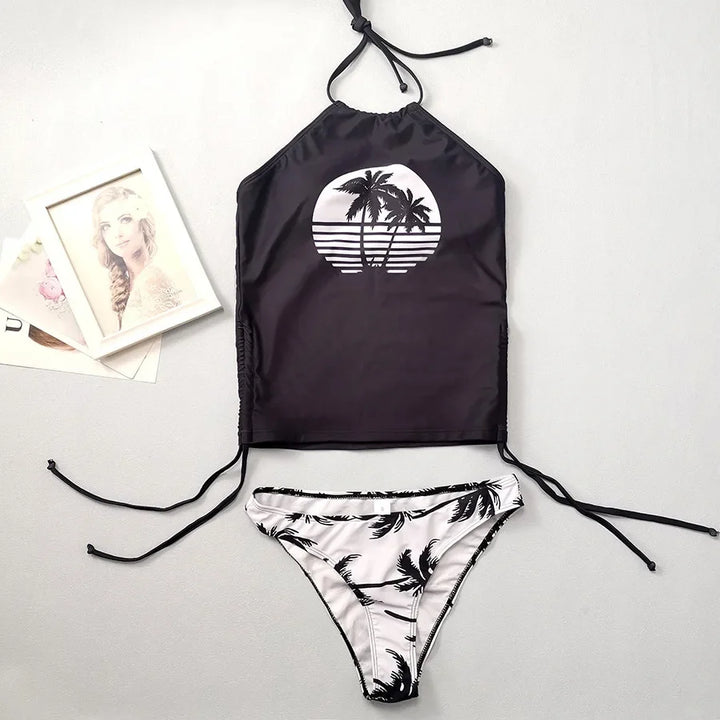 GlamWave: Women's Tied Halter Tankini Set