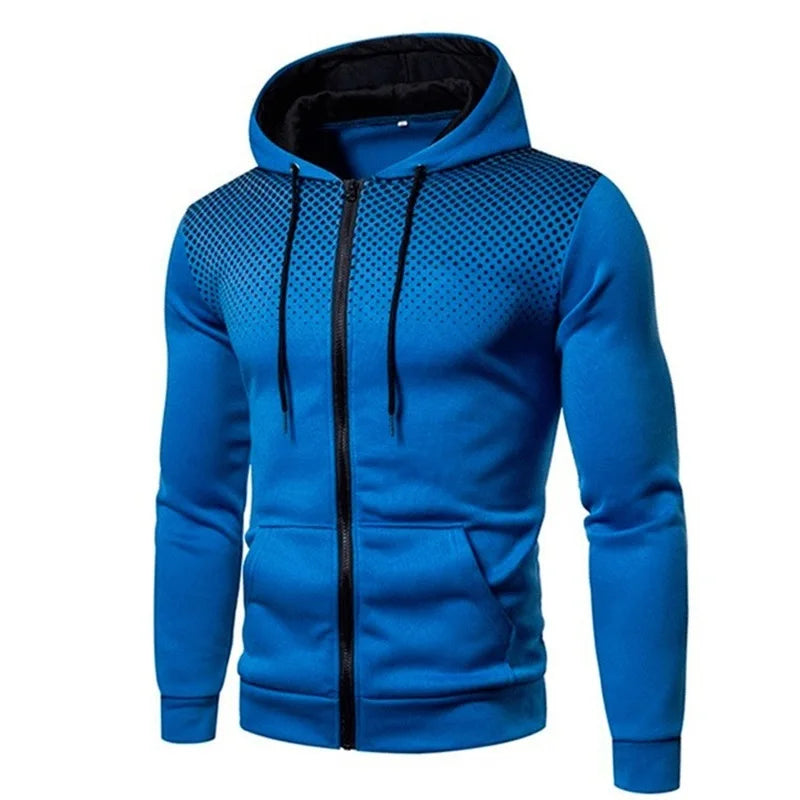 Men's Zip Up Hoodie – Polka Dot Pocket Sport Casual Sweatshirt