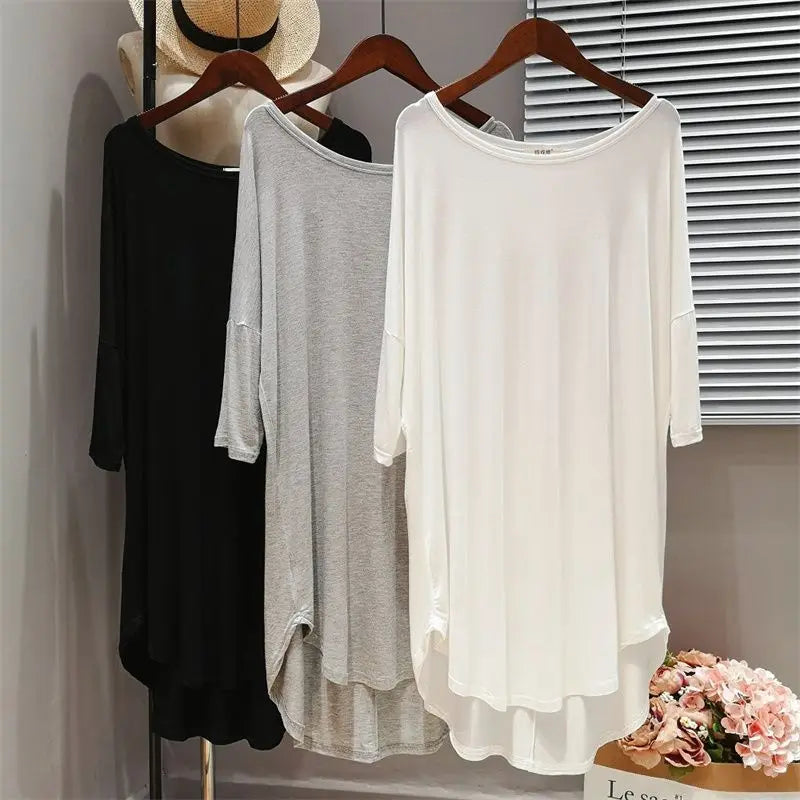 Plus Size Modal Nightgown Loose Short Sleeve Pajama Dress