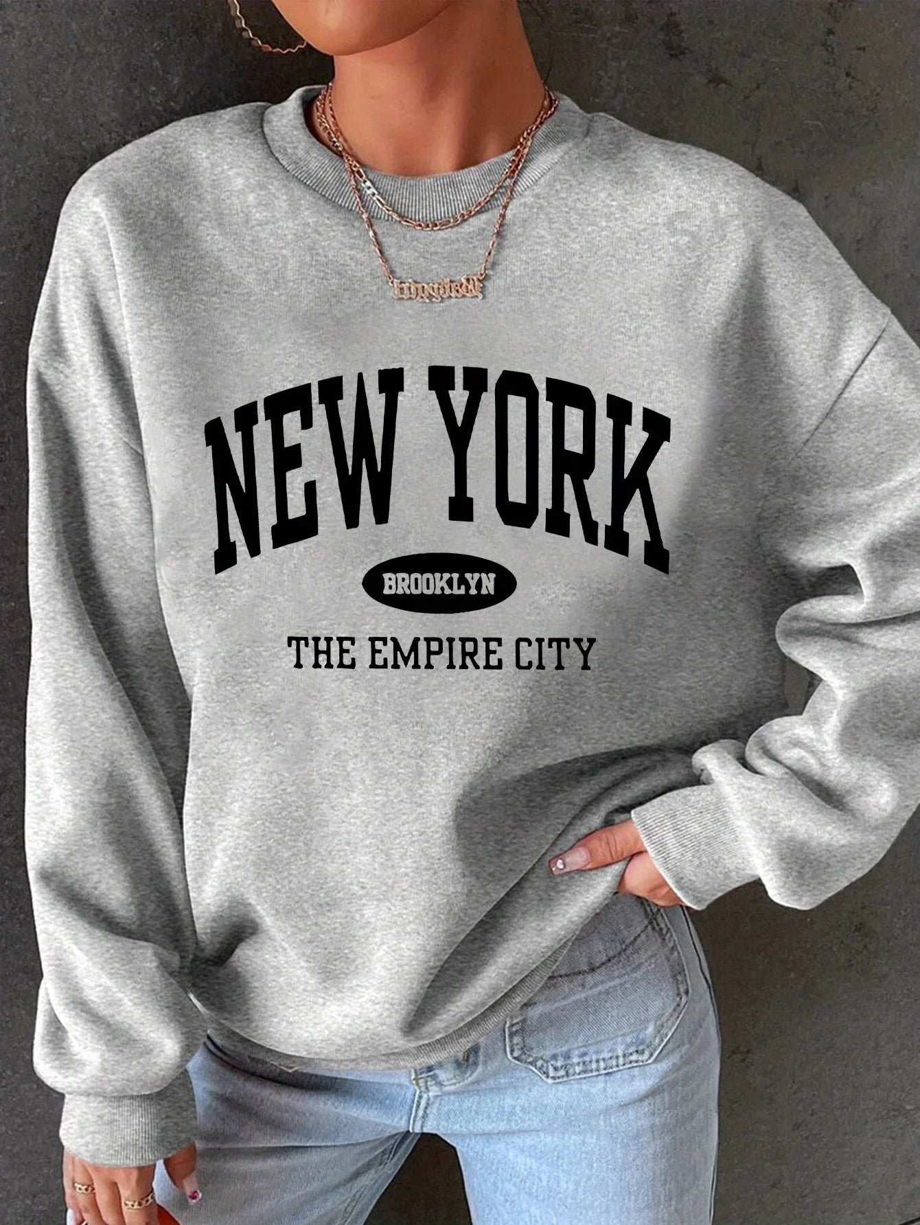 Women's Casual USA Print Pullover Sweatshirt Geometric Design Long Sleeve Round Neck Machine Washable Regular Fit for Autum
