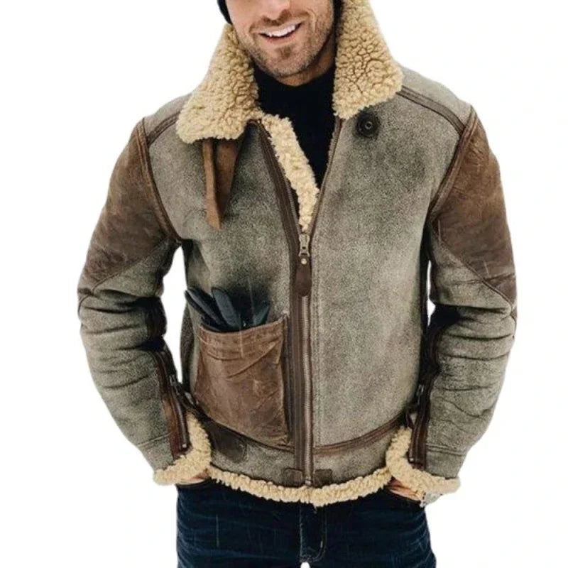 Men's Winter Jacket – Warm Motorcycle Biker Coat with Stand Collar