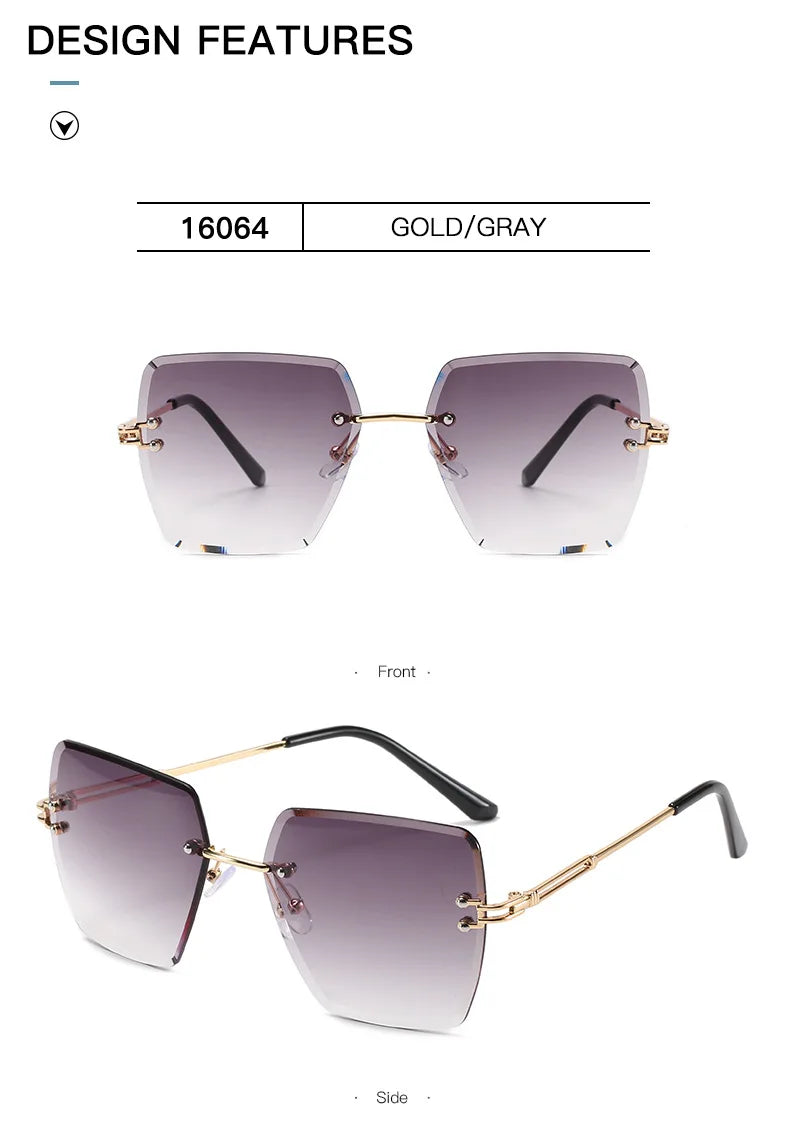 Trendy Polygonal Gradient Women Frameless Sunglasses