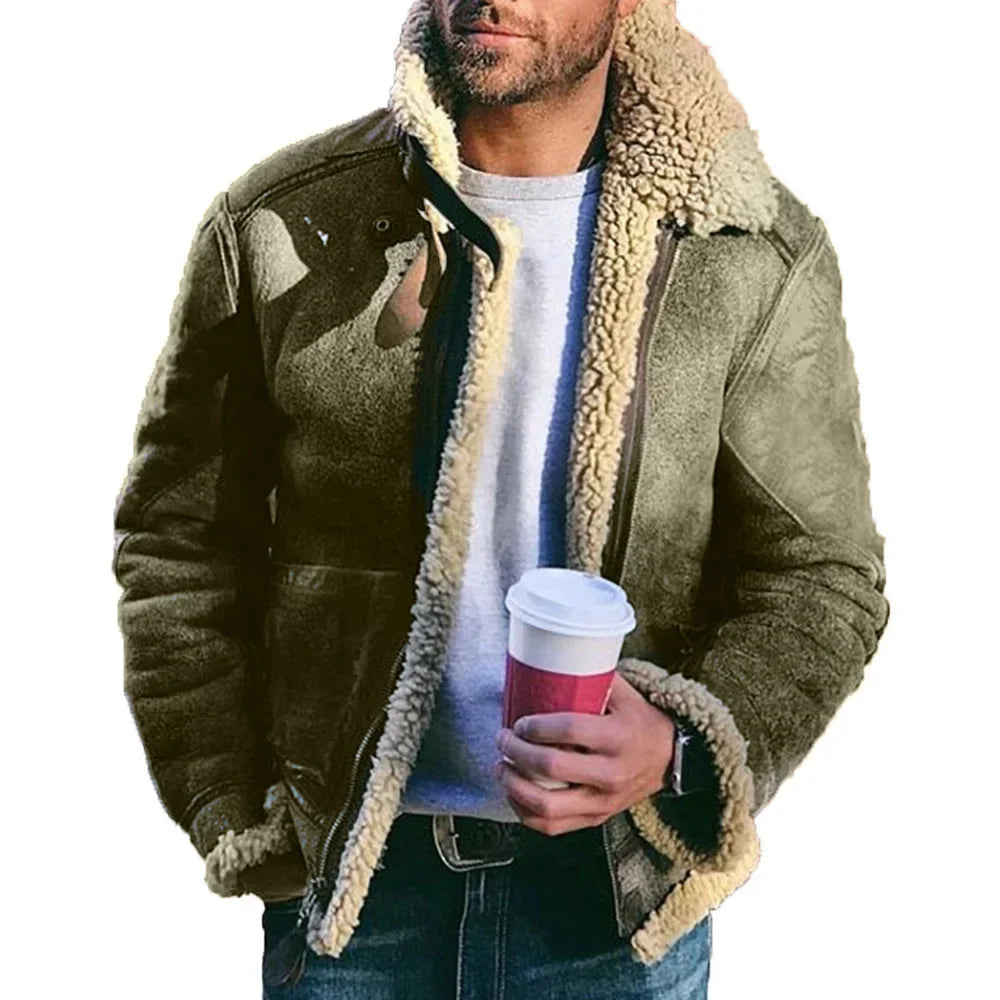Men's Winter Jacket – Warm Motorcycle Biker Coat with Stand Collar