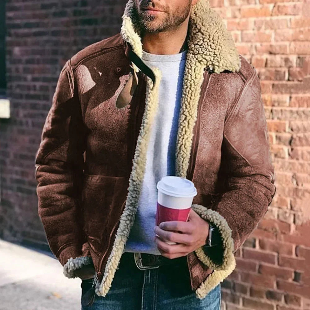 Men's Winter Jacket – Warm Motorcycle Biker Coat with Stand Collar