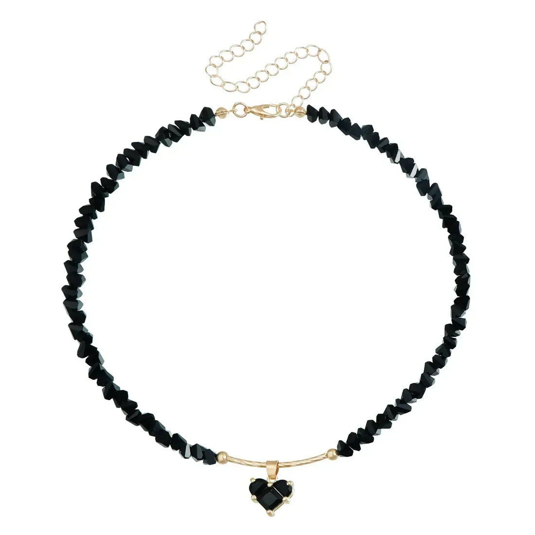 Fashion Heart Beaded Necklace for Women Boho Elegant Irregular Crystal Chain Y2K Choker Exquisite Party Gift Jewelry Accessories